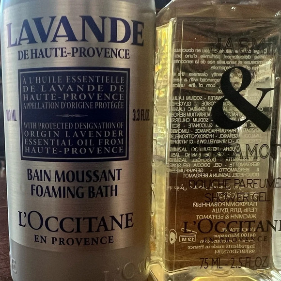 L’OCCITANE 4 Pc Set Travel Size Toiletries Shampoo Shower Gel Lotion Bubble Bath - Picture 2 of 4